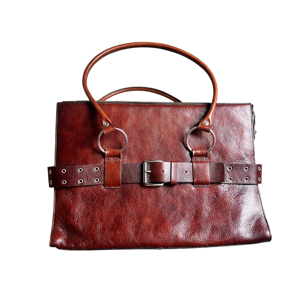 Vintage Wilsons Leather Pelle Studio Brown Leather Briefcase Tote Bag w/ Mirror